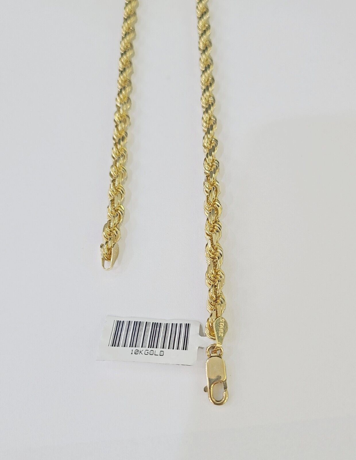 10K Real Solid Yellow Gold Rope Chain Necklace 5mm Length 18" 20" 22" 24" 26" - GoldenlinQ