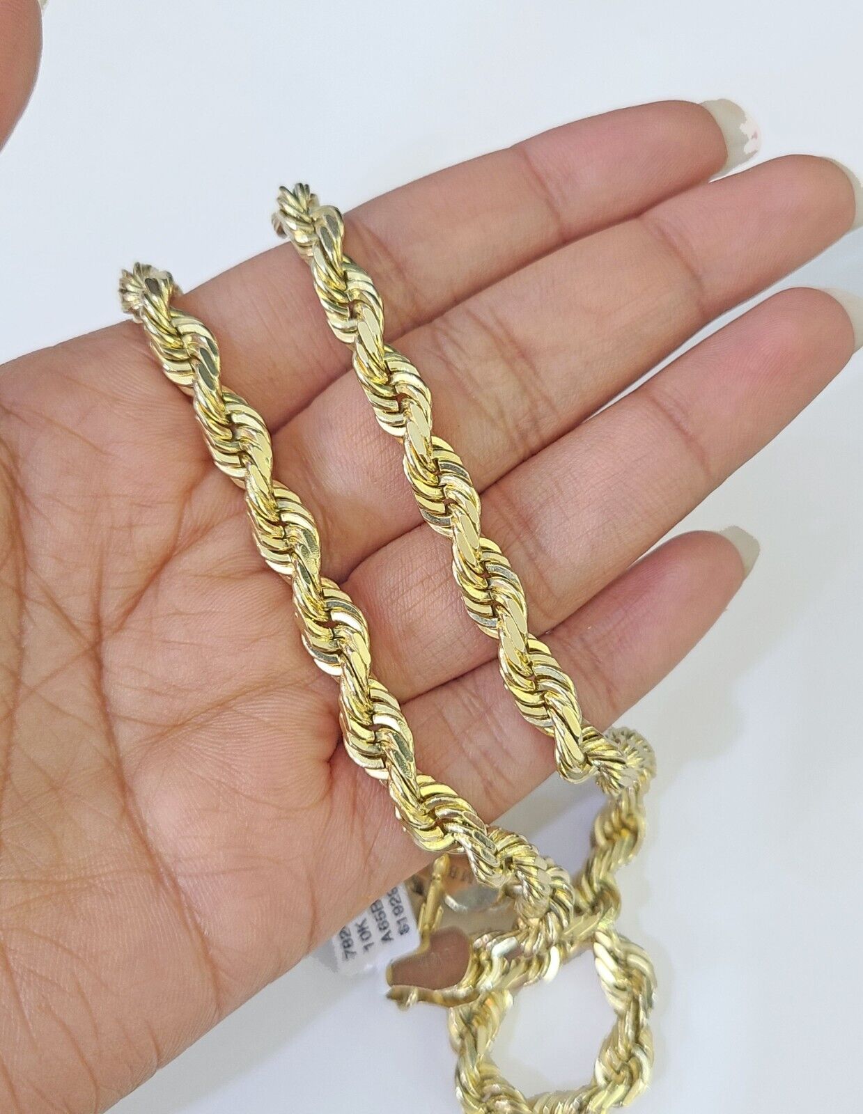 10K Real Solid Yellow Gold Rope Chain Necklace 6mm Length 18" 20" 22" 24" 26" - GoldenlinQ