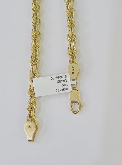 10K Real Solid Yellow Gold Rope Chain Necklace 6mm Length 18" 20" 22" 24" 26" - GoldenlinQ