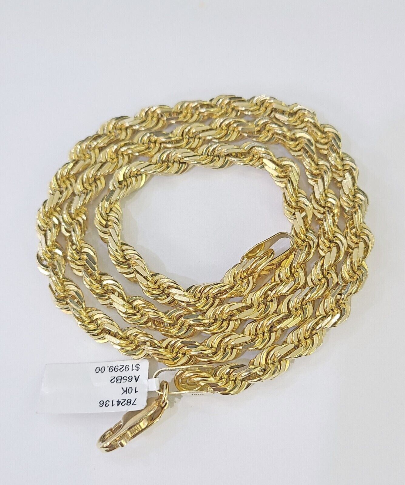 10K Real Solid Yellow Gold Rope Chain Necklace 6mm Length 18" 20" 22" 24" 26" - GoldenlinQ
