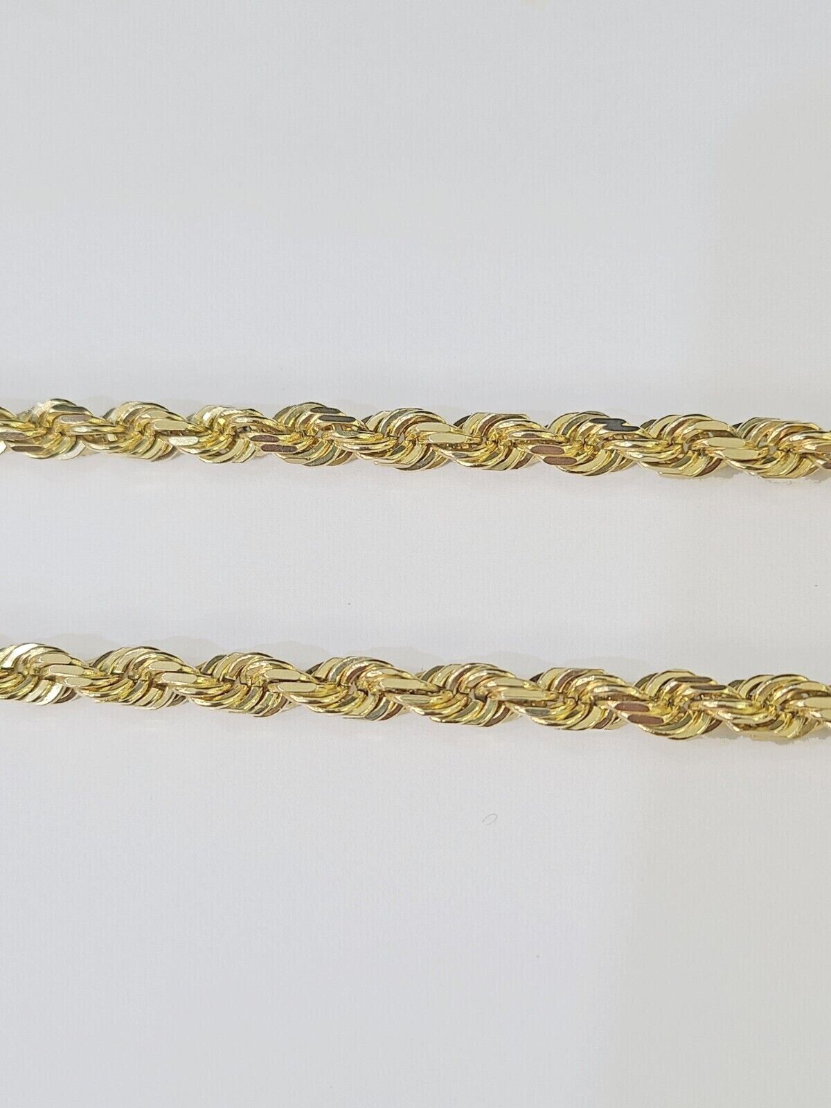 10K Real Solid Yellow Gold Rope Chain Necklace 6mm Length 18" 20" 22" 24" 26" - GoldenlinQ