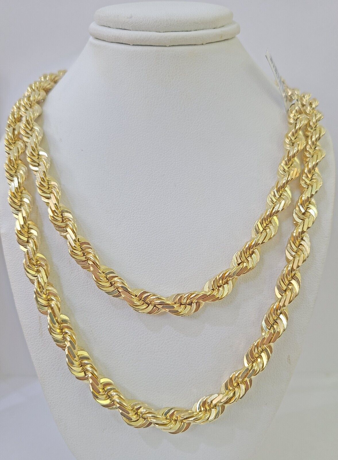 10K Real Solid Yellow Gold Rope Chain Necklace 7mm Length 18" 20" 22" 24" 26" 28 - GoldenlinQ