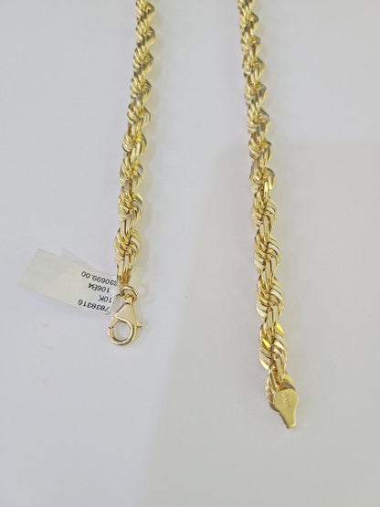 10K Real Solid Yellow Gold Rope Chain Necklace 7mm Length 18" 20" 22" 24" 26" 28 - GoldenlinQ