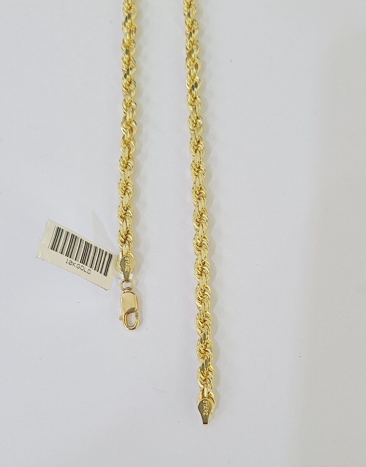 10k Real Solid Yellow Gold Rope Chain Women Men Diamond Cut 4mm 20 Inches - Reva Jeweler
