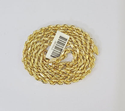 10k Real Solid Yellow Gold Rope Chain Women Men Diamond Cut 4mm 20 Inches - Reva Jeweler