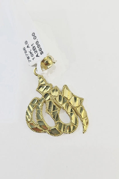 10K Real Yellow Gold Allah Charm Pendant Gold 10k - Reva Jeweler