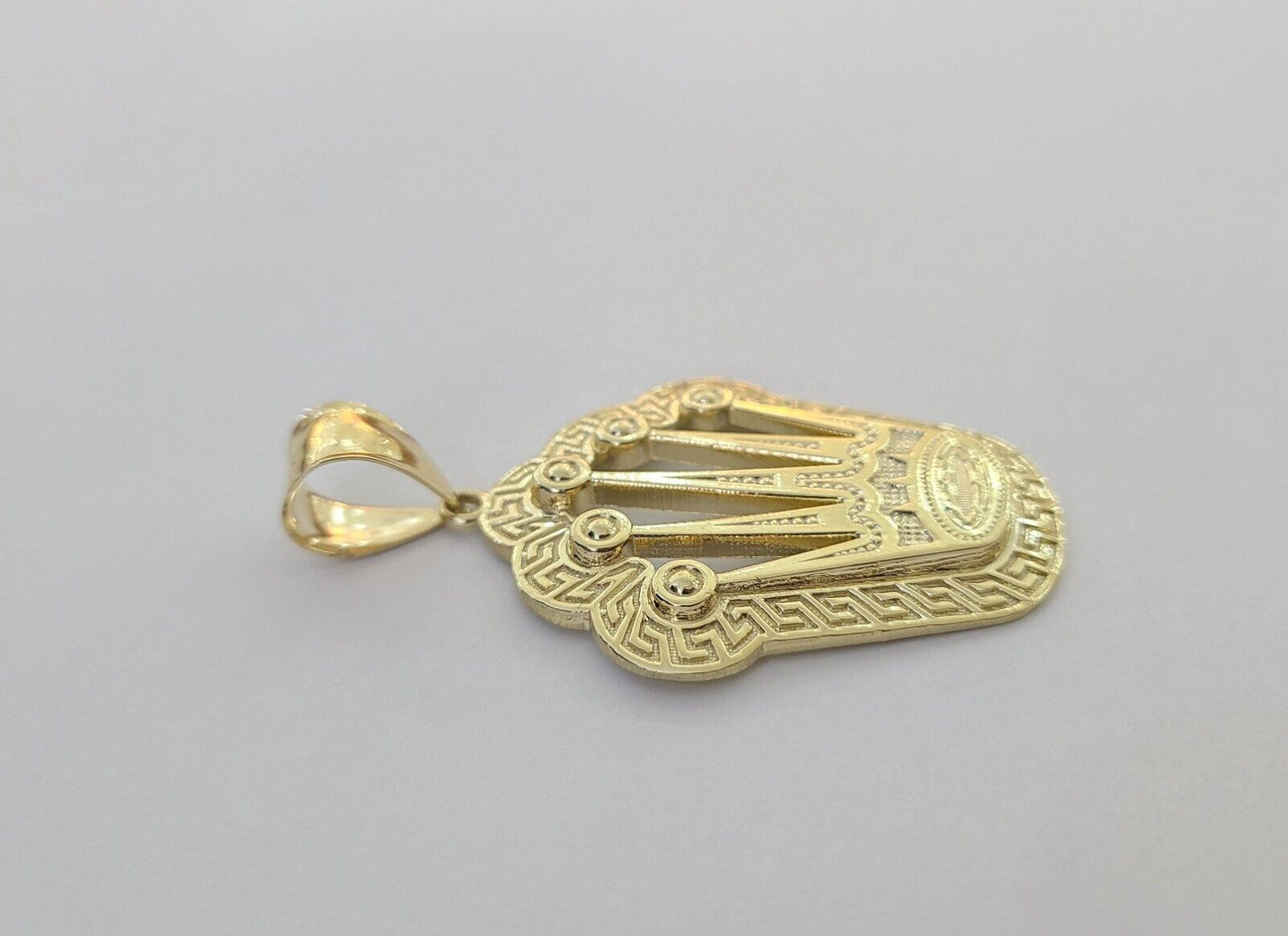 10K Real Yellow Gold Crown Charm Pendant Gold Royal Crown 2" Inch 10kt - Reva Jeweler