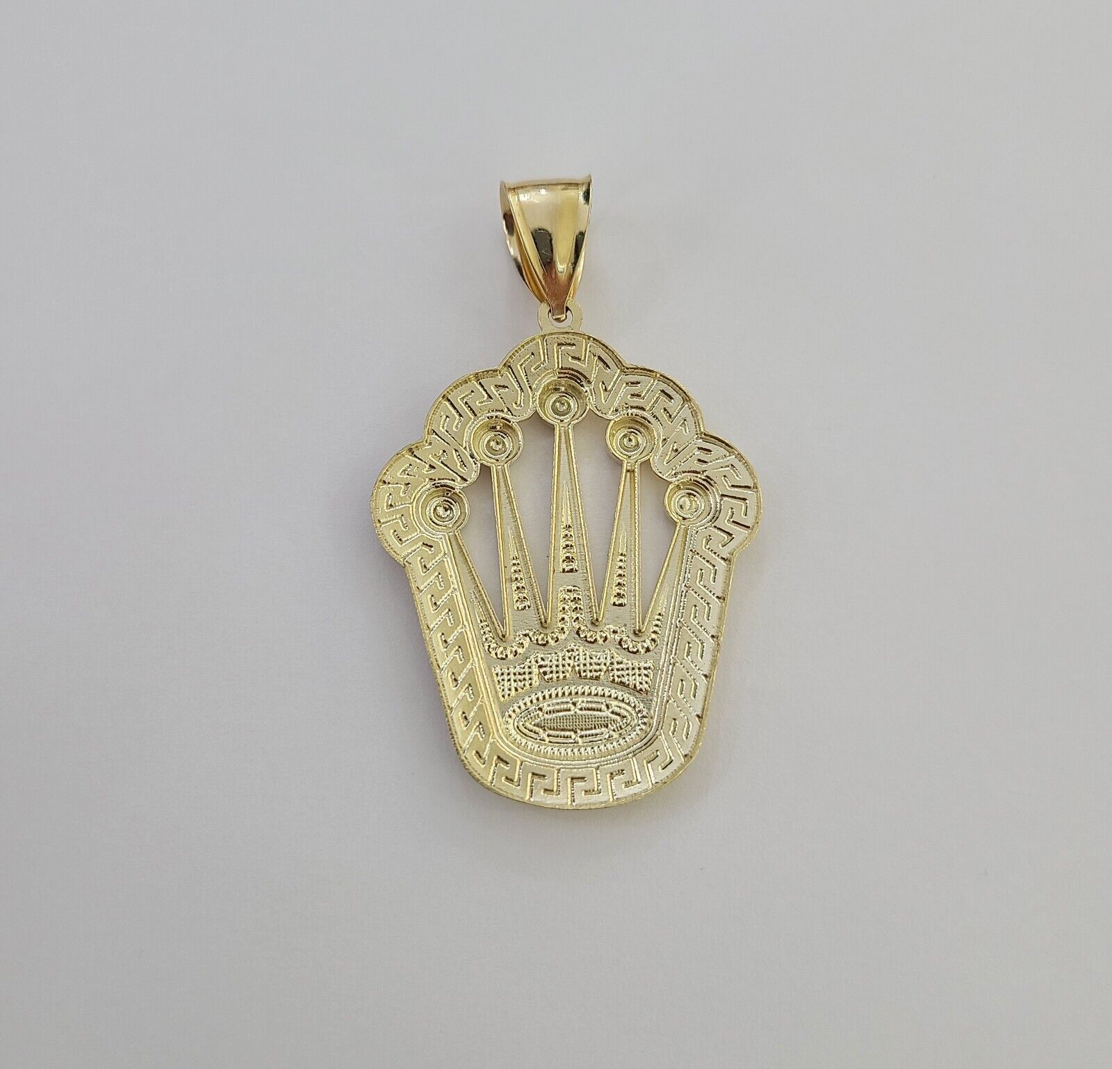 10K Real Yellow Gold Crown Charm Pendant Gold Royal Crown 2" Inch 10kt - Reva Jeweler
