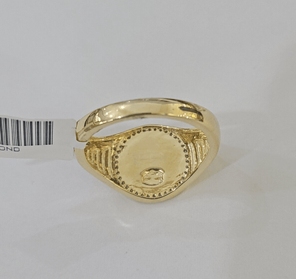 10k Real yellow Gold Diamond Crown Ring men casual Circular ring - Reva Jeweler