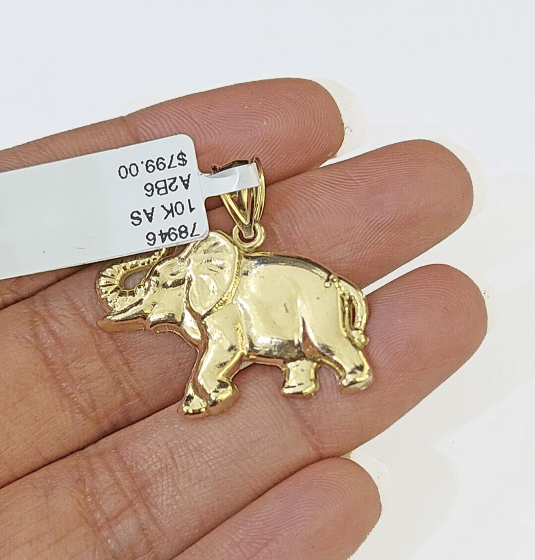 10K Real Yellow Gold Elephant Charm Pendant Gold 10k - Reva Jeweler