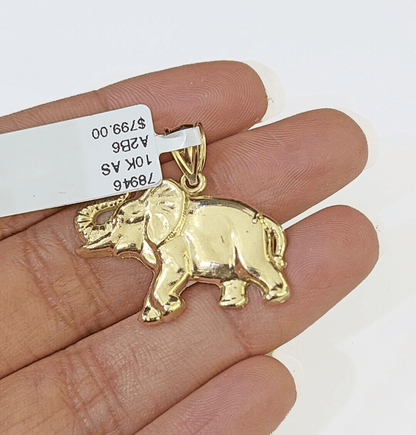 10K Real Yellow Gold Elephant Charm Pendant Gold 10k - Reva Jeweler