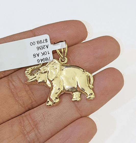 10K Real Yellow Gold Elephant Charm Pendant Gold 10k - Reva Jeweler
