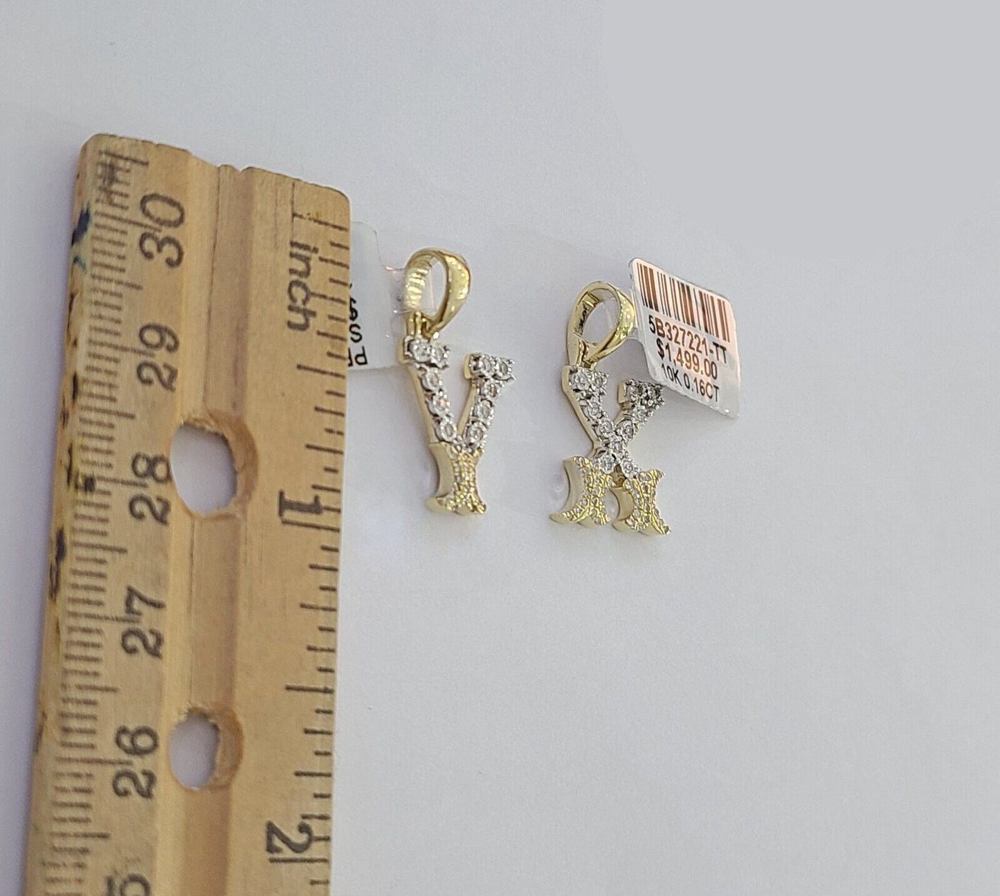 10k Real Yellow Gold Genuine Diamond Initial A - Z Alphabet Charm Letters Pendent - Reva Jeweler