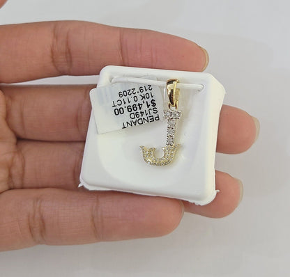 10k Real Yellow Gold Genuine Diamond Initial A - Z Alphabet Charm Letters Pendent - Reva Jeweler