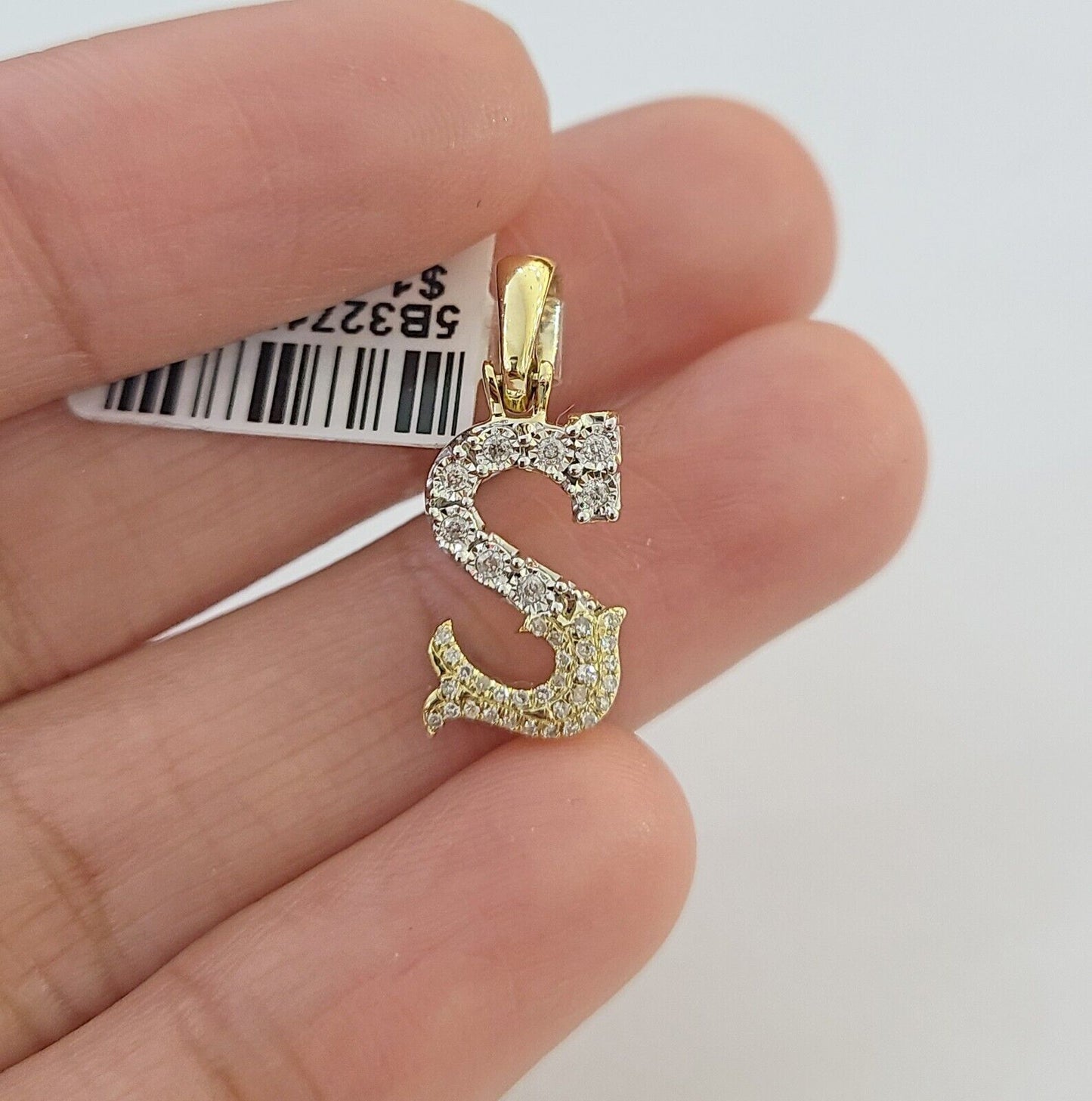 10k Real Yellow Gold Genuine Diamond Initial A - Z Alphabet Charm Letters Pendent - Reva Jeweler
