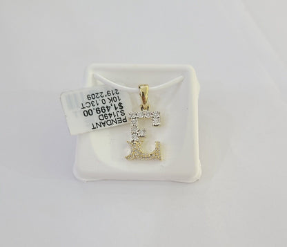 10k Real Yellow Gold Genuine Diamond Initial A - Z Alphabet Charm Letters Pendent - Reva Jeweler
