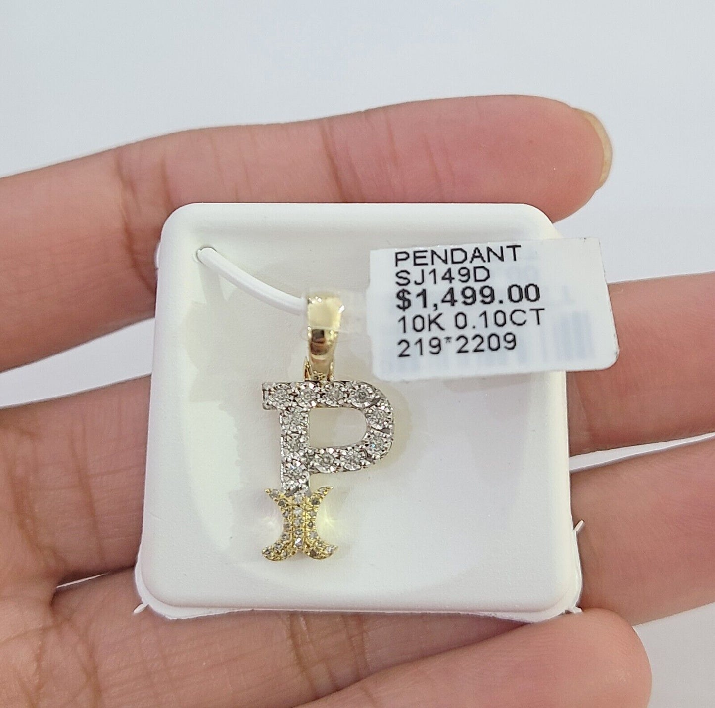 10k Real Yellow Gold Genuine Diamond Initial A - Z Alphabet Charm Letters Pendent - Reva Jeweler