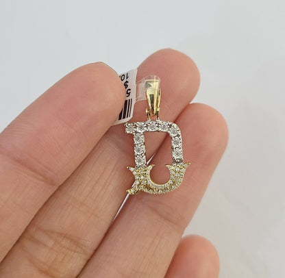 10k Real Yellow Gold Genuine Diamond Initial A - Z Alphabet Charm Letters Pendent - Reva Jeweler