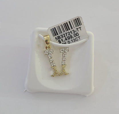 10k Real Yellow Gold Genuine Diamond Initial A - Z Alphabet Charm Letters Pendent - Reva Jeweler