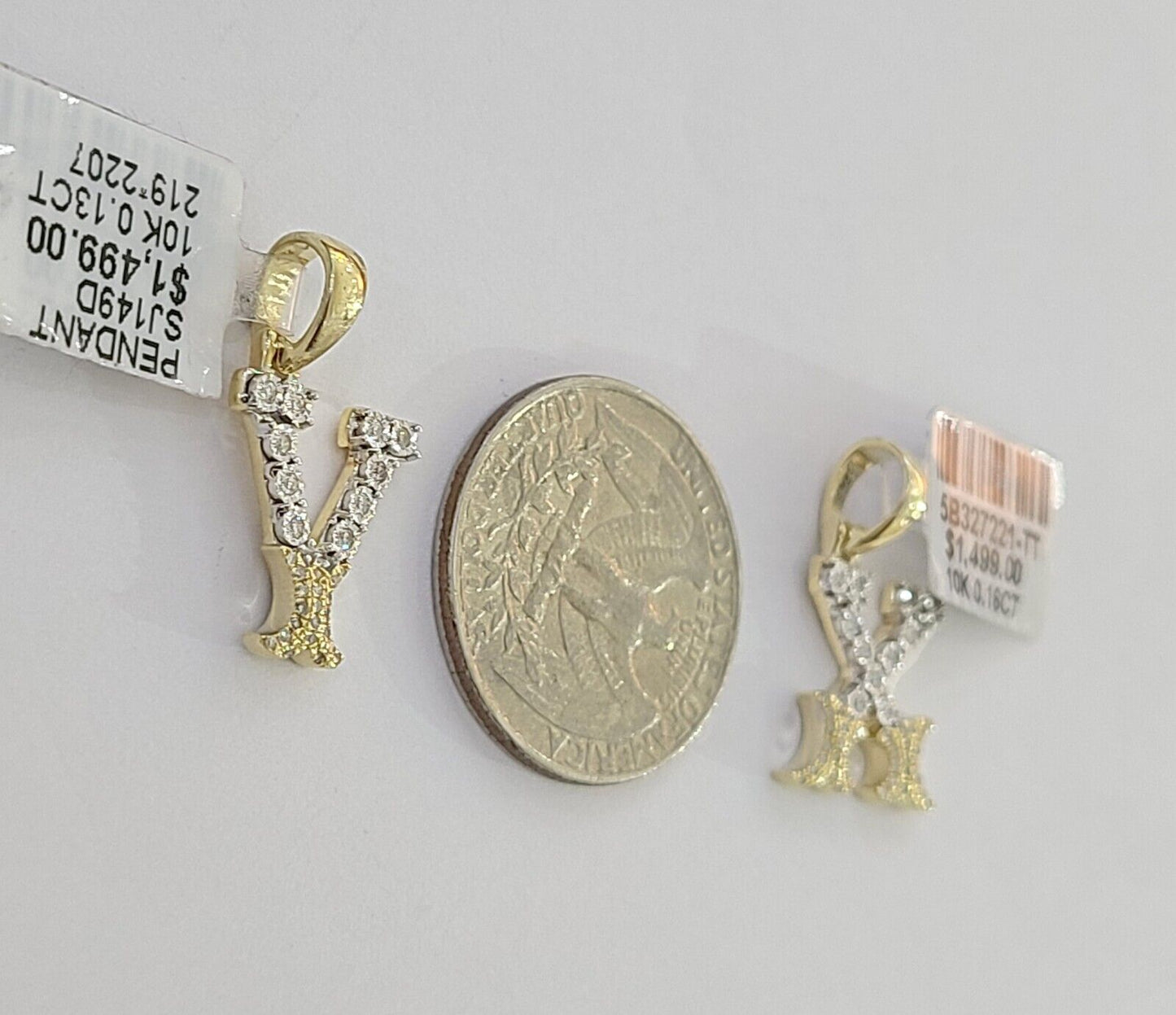 10k Real Yellow Gold Genuine Diamond Initial A - Z Alphabet Charm Letters Pendent - Reva Jeweler