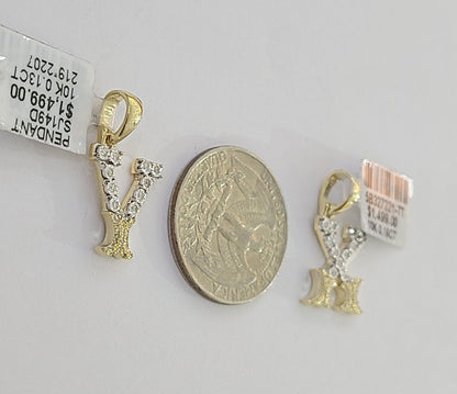 10k Real Yellow Gold Genuine Diamond Initial A - Z Alphabet Charm Letters Pendent - Reva Jeweler