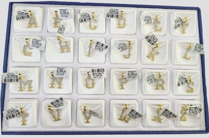 10k Real Yellow Gold Genuine Diamond Initial A - Z Alphabet Charm Letters Pendent - Reva Jeweler