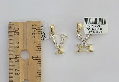 10k Real Yellow Gold Genuine Diamond Initial A - Z Alphabet Charm Letters Pendent - Reva Jeweler