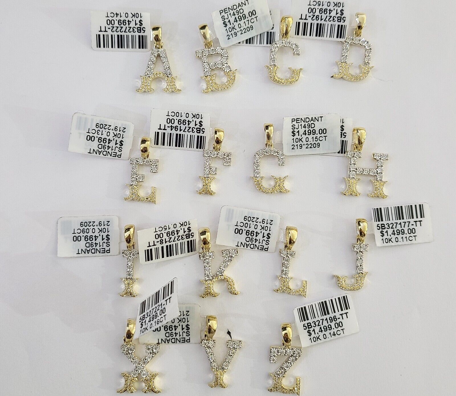 10k Real Yellow Gold Genuine Diamond Initial A - Z Alphabet Charm Letters Pendent - Reva Jeweler