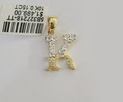 10k Real Yellow Gold Genuine Diamond Initial A - Z Alphabet Charm Letters Pendent - Reva Jeweler