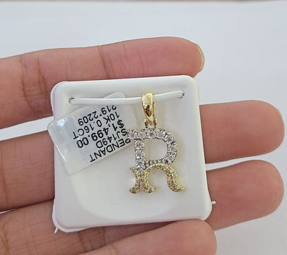 10k Real Yellow Gold Genuine Diamond Initial A - Z Alphabet Charm Letters Pendent - Reva Jeweler