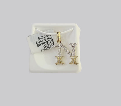 10k Real Yellow Gold Genuine Diamond Initial A - Z Alphabet Charm Letters Pendent - Reva Jeweler