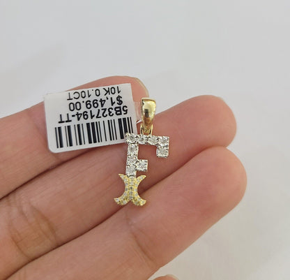 10k Real Yellow Gold Genuine Diamond Initial A - Z Alphabet Charm Letters Pendent - Reva Jeweler
