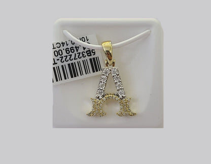 10k Real Yellow Gold Genuine Diamond Initial A - Z Alphabet Charm Letters Pendent - Reva Jeweler