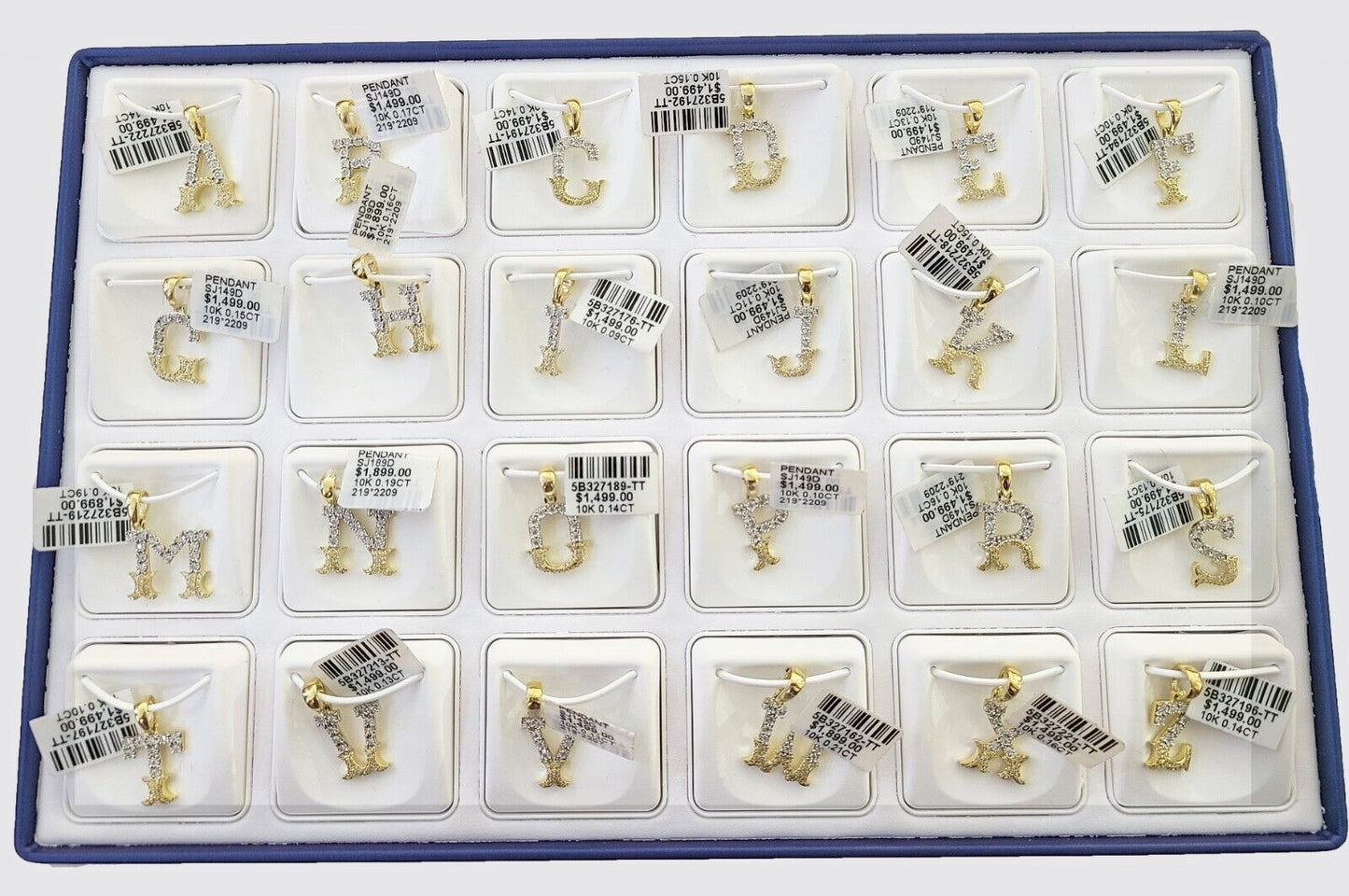 10k Real Yellow Gold Genuine Diamond Initial A - Z Alphabet Charm Letters Pendent - Reva Jeweler