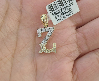 10k Real Yellow Gold Genuine Diamond Initial A - Z Alphabet Charm Letters Pendent - Reva Jeweler