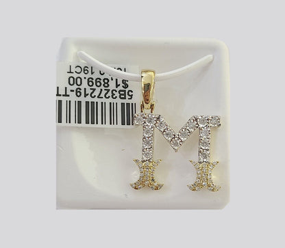 10k Real Yellow Gold Genuine Diamond Initial A - Z Alphabet Charm Letters Pendent - Reva Jeweler