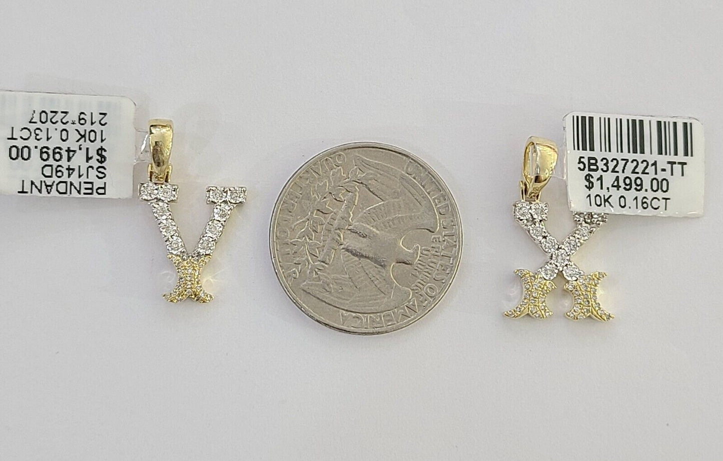10k Real Yellow Gold Genuine Diamond Initial A - Z Alphabet Charm Letters Pendent - Reva Jeweler