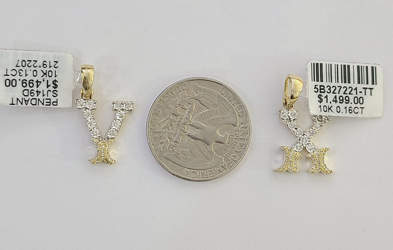 10k Real Yellow Gold Genuine Diamond Initial A - Z Alphabet Charm Letters Pendent - Reva Jeweler