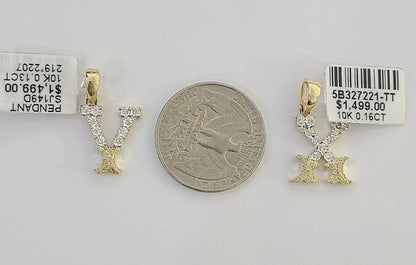 10k Real Yellow Gold Genuine Diamond Initial A - Z Alphabet Charm Letters Pendent - Reva Jeweler