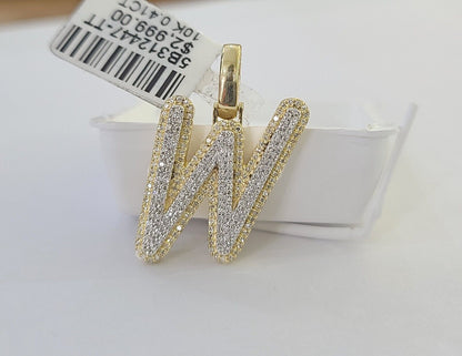 10k Real Yellow Gold Genuine Diamond Initial A - Z Alphabet Charm Pendent - Reva Jeweler