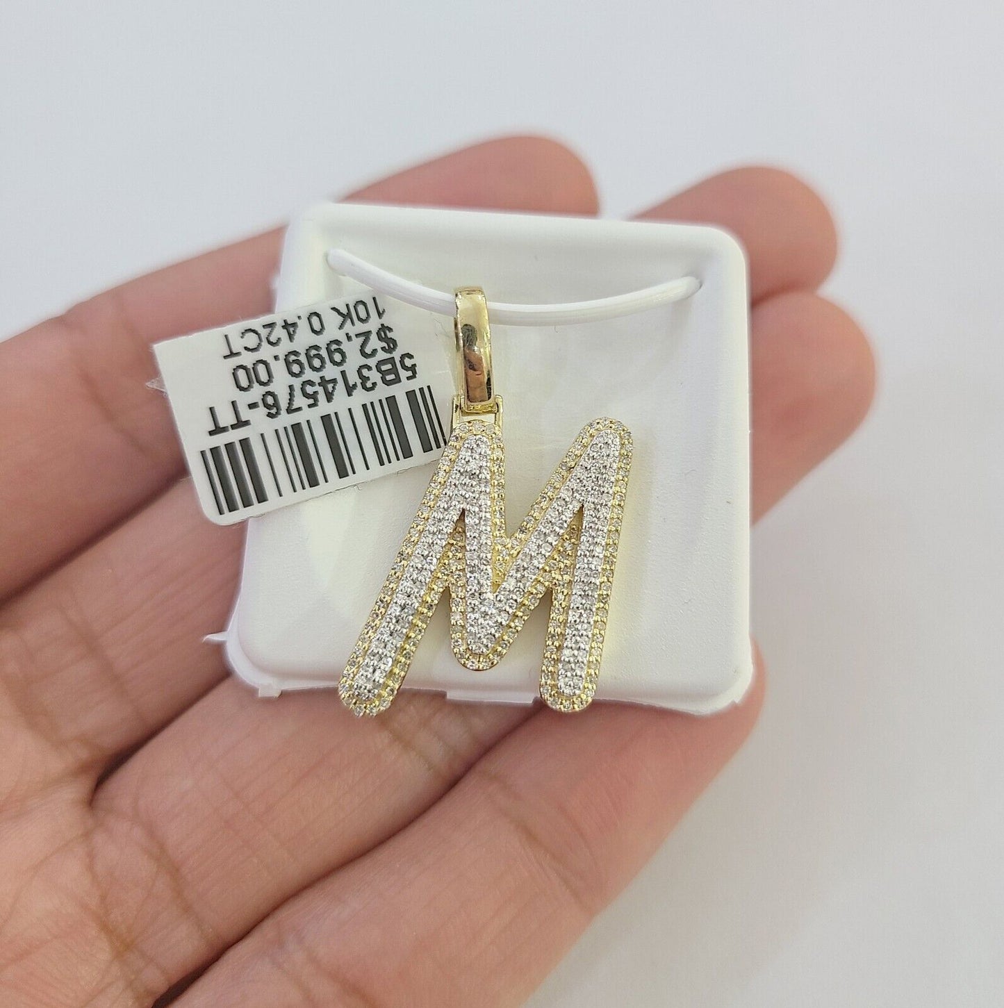 10k Real Yellow Gold Genuine Diamond Initial A - Z Alphabet Charm Pendent - Reva Jeweler