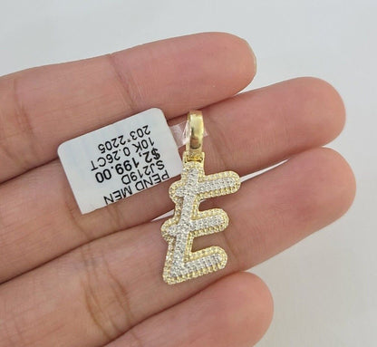10k Real Yellow Gold Genuine Diamond Initial A - Z Alphabet Charm Pendent - Reva Jeweler