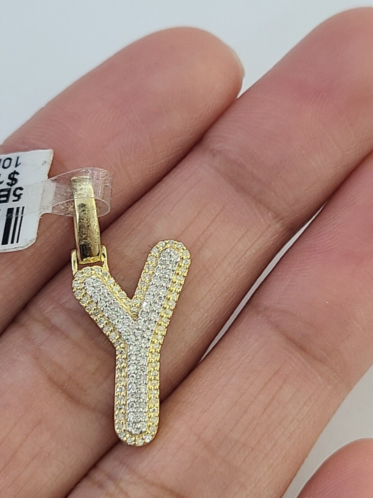 10k Real Yellow Gold Genuine Diamond Initial A - Z Alphabet Charm Pendent - Reva Jeweler