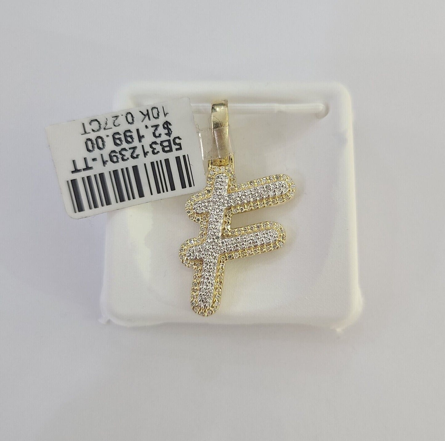 10k Real Yellow Gold Genuine Diamond Initial A - Z Alphabet Charm Pendent - Reva Jeweler