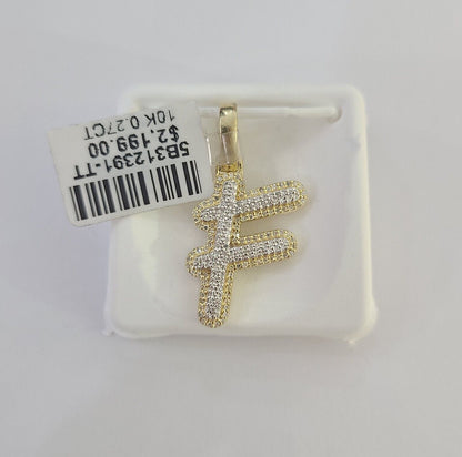 10k Real Yellow Gold Genuine Diamond Initial A - Z Alphabet Charm Pendent - Reva Jeweler