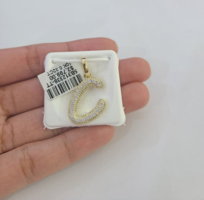 10k Real Yellow Gold Genuine Diamond Initial A - Z Alphabet Charm Pendent - Reva Jeweler