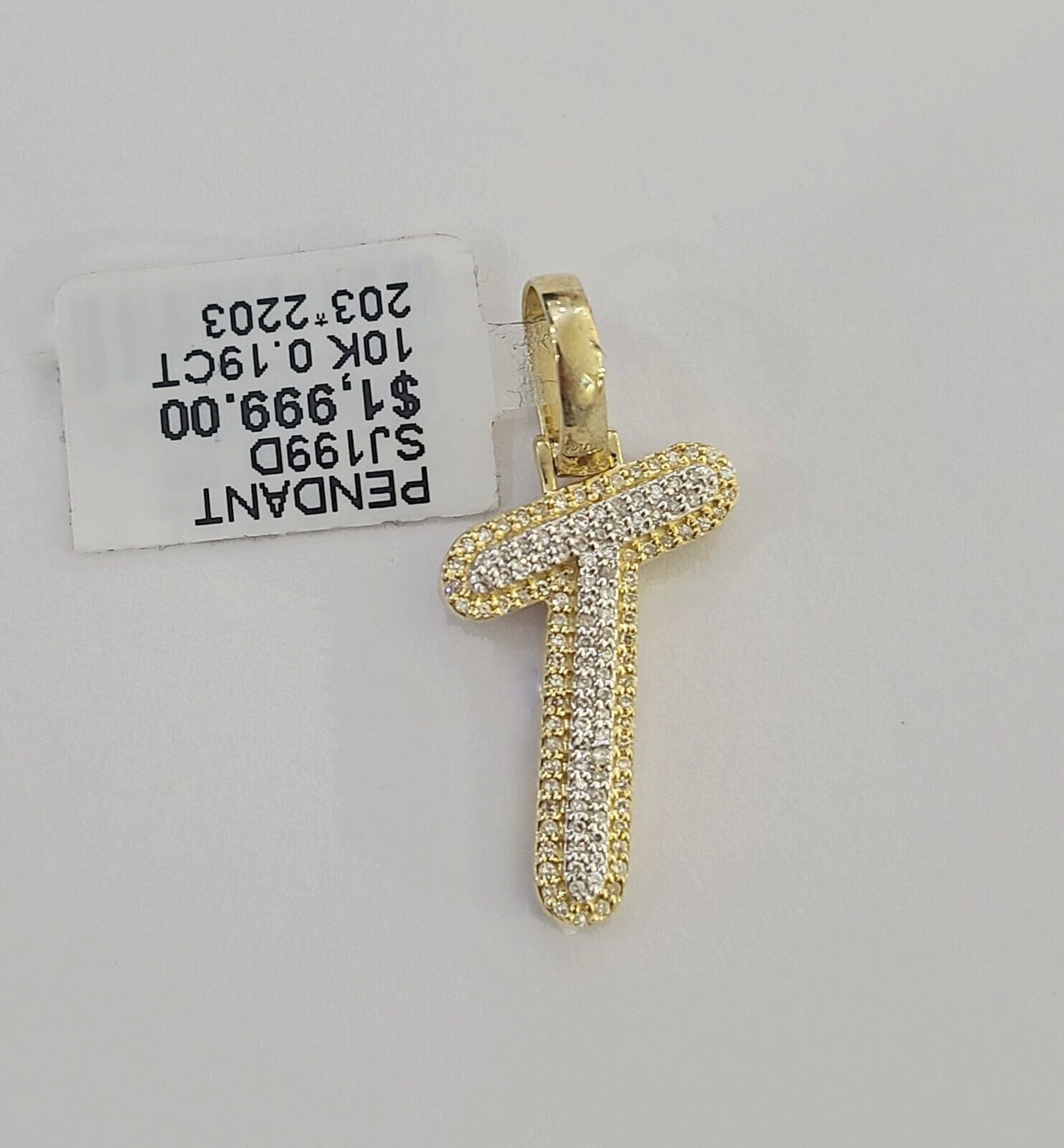 10k Real Yellow Gold Genuine Diamond Initial A - Z Alphabet Charm Pendent - Reva Jeweler