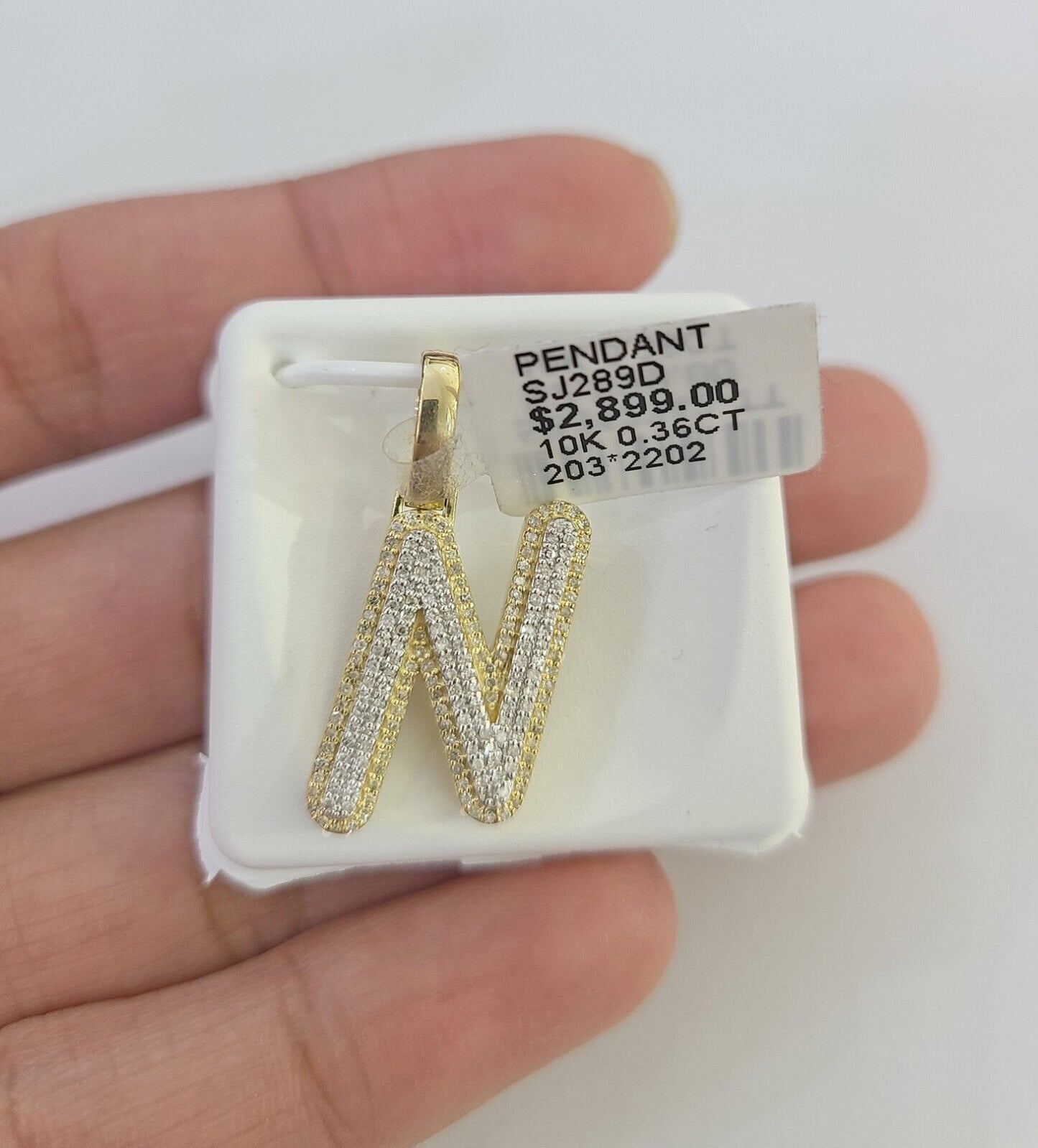 10k Real Yellow Gold Genuine Diamond Initial A - Z Alphabet Charm Pendent - Reva Jeweler