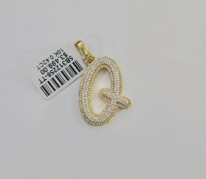 10k Real Yellow Gold Genuine Diamond Initial A - Z Alphabet Charm Pendent - Reva Jeweler
