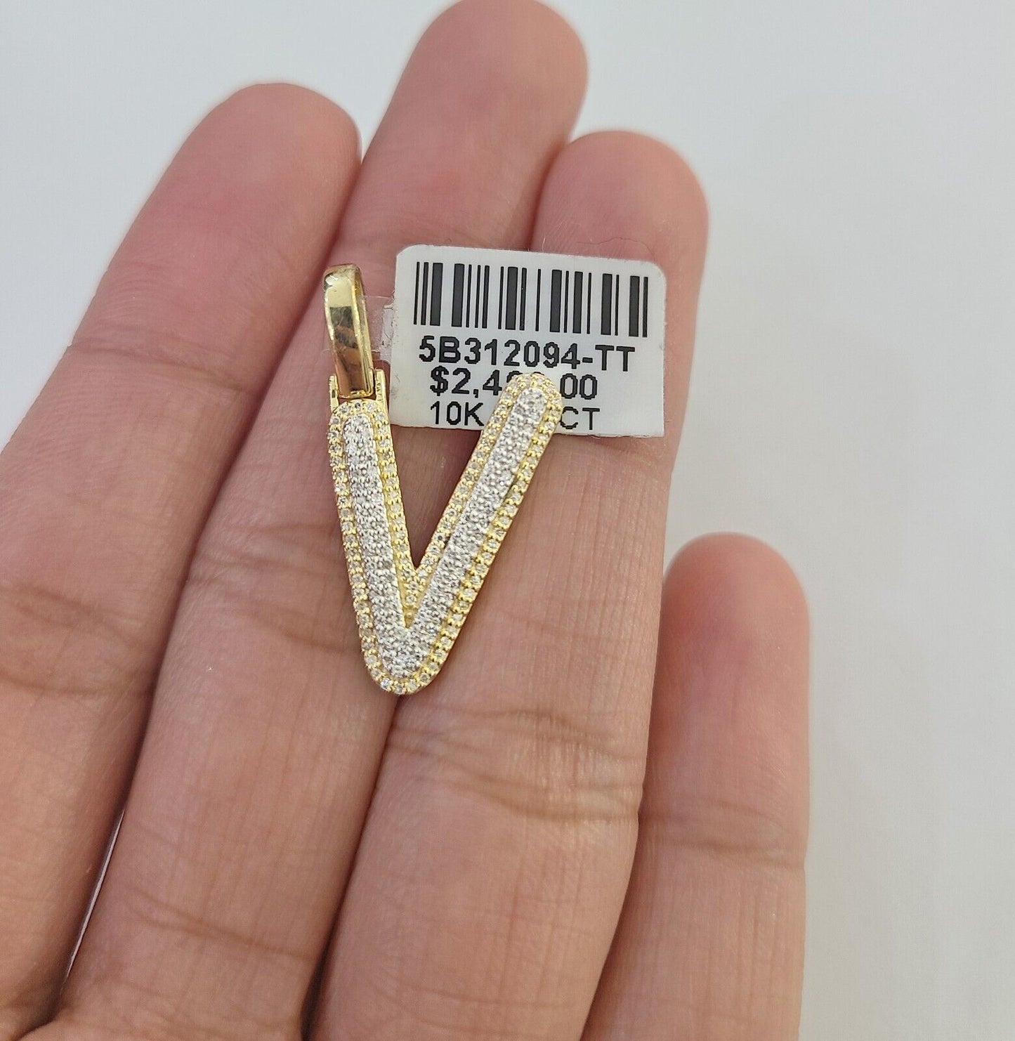 10k Real Yellow Gold Genuine Diamond Initial A - Z Alphabet Charm Pendent - Reva Jeweler